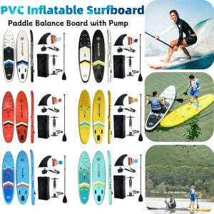 Paddle Balance Board with Pump Vertical Paddle Board PVC Inflatable Surfboard with Balanced Wing Design Durable SUP Accessories